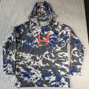 Huk Men's Icon KC Printed Fishing Hoodie NWT Wicking Mesh Size Large
